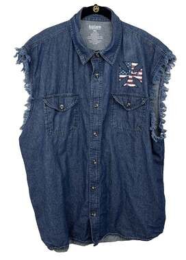 Black Canyon Outfitters Men's Painted Trucker Denim Vest Shirt Size 3XL